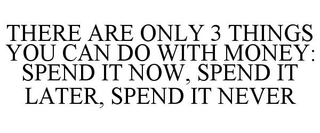THERE ARE ONLY 3 THINGS YOU CAN DO WITH MONEY: SPEND IT NOW, SPEND IT LATER, SPEND IT NEVER trademark