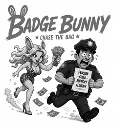 BADGE BUNNY CHASE THE BAG PENSION CHILD SUPPORT ALIMONY trademark