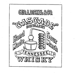 "CASCADE" DISTILLERY HANDMADE SOUR MASH TENNESSEE WHISKEY GEO. A. DICKEL & CO. trademark