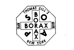 BORAX SOAP THOMAS GILL'S NEW YORK TRADE MARK trademark