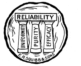 RELIABILITY UNIFORMITY PURITY EFFICACY E. R. SQUIBB & SONS trademark