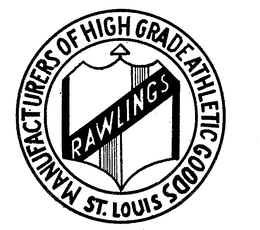 RAWLINGS MANUFACTURERS OF HIGH GRADE ATHLETIC GOODS ST. LOUIS trademark