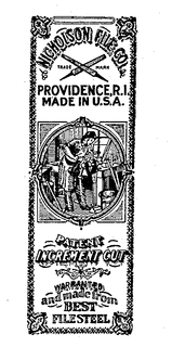 NICHOLSON FILE CO. PROVIDENCE, R.I. MADE IN U.S.A. PATENT INCREMENT CUT WARRANTED AND MADE FROM BEST FILE STEEL trademark