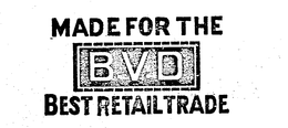 B.V.D. MADE FOR THE BEST RETAIL TRADE trademark