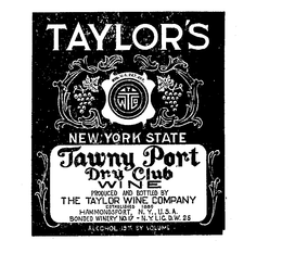 TAYLOR'S THE TAYLOR'S WINE COMPANY ESTABLISHED 1880 NEW YORK STATE W.T.CO. trademark