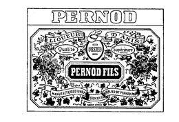 PERNOD LIQUEUR D'ANIS QUALITE PERNOD SUPERIEURE PERNOD FILS MANUFACTURED UNDER FORMULA SUPPLIED BY PERNOD FILS MARQUE DEPOSEE trademark
