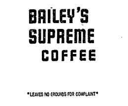 BAILEY'S SUPREME COFFEE LEAVES NO GROUNDS FOR COMPLAINT trademark