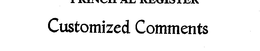 CUSTOMIZED COMMENTS trademark