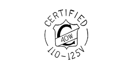 CERTIFIED 110-125V 40W C trademark
