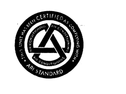 ARI STANDARD THE UNIT HAS BEEN CERTIFIED AS COMPLYING WITH. AIR CONDITIONING trademark