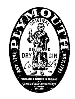 PLYMOUTH ORIGINAL DISTILLED DRY GIN trademark