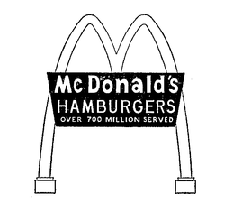 MCDONALD'S HAMBURGERS OVER 700 MILLION SERVED trademark