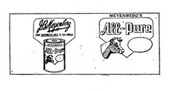 MEYENBERG'S ALL-PURE  J B  MEYENBERG GAME EVAPORATED MILK TO THE WORLD MEYENBERG'S ALL-PURE trademark