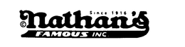 NATHAN'S FAMOUS INC SINCE 1916 trademark