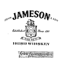 JOHN JAMESON & SON IRISH WHISKEY ESTABLISHED SINCE 1780 SINE METU JOHN JAMESON & SON trademark