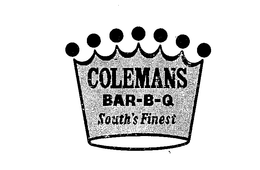 COLEMANS BAR-B-Q SOUTH'S FINEST trademark