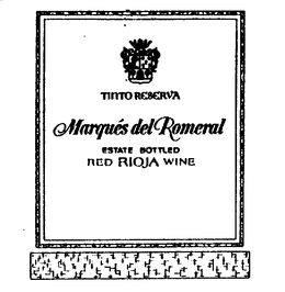 MARQUES DEL ROMERAL RED RIOJA WINE TINTO RESERVA ESTATE BOTTLED trademark