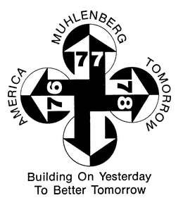 MUHLENBERG AMERICA TOMORROW 76 77 78 BUILDING ON YESTERDAY TO BETTER TOMORROW trademark