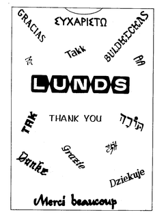 LUNDS GRACIAS TAKK THANK YOU TAK DANKE MERCI BEACOUP GRAZIE DZIEKUJE BULDHECHAS EXXAPIETO trademark