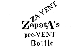 ZA-VENT ZAPATA'S PRE-VENT BOTTLE trademark