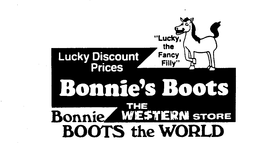 BONNIE BOOTS THE WESTERN STORE BONNIE BOOTS THE WORLD LUCKY DISCOUNT PRICES trademark