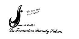 LA FEMMINA BEAUTY SALONS JOAN M. CABLE'S "PUT YOUR HEAD IN OUR HANDS" trademark