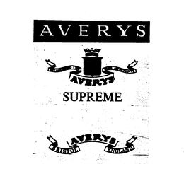 AVERYS SUPREME WINE MERCHANTS ESTABLISHED 1793 BRISTOL ENGLAND trademark