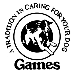 GAINES A TRADITION IN CARING FOR YOUR DOG trademark
