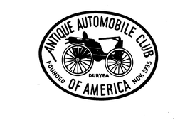ANTIQUE AUTOMOBILE CLUB OF AMERICA FOUNDED NOV. 1935 DURYEA trademark