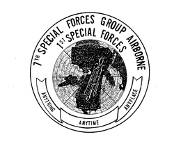 7TH SPECIAL FORCES GROUP AIRBORNE 1ST SPECIAL FORCES 7 ANYTHING ANYTIME ANYPLACE trademark