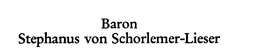 BARON STEPHANUS VON SCHORLEMER-LIESER trademark