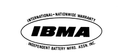 IBMA INTERNATIONAL-NATIONWIDE WARRANTY INDEPENDENT BATTERY MFRS. ASSN. INC. trademark