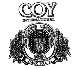 COY INTERNATIONAL PRIVATE RESERVE BEER. trademark
