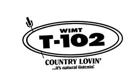 WIMT T-102 COUNTRY LOVIN'... IT'S NATURAL LISTENIN'. trademark