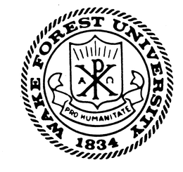 WAKE FOREST UNIVERSITY 1834 PRO HUMANITATE trademark
