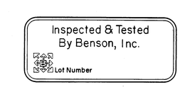 INSPECTED & TESTED BY BENSON, INC. B LOT NUMBER trademark
