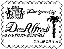 DESIGNED BY DE-ALFREDI CUSTOM-DETAILED CALIFORNIA trademark