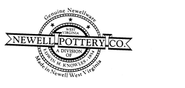 NEWELL POTTERY CO. GENUINE NEWELLWARE WEST VIRGINIA A DIVISION OF EDWIN M. KNOWLES 1854 MADE IN NEWELL WEST VIRGINIA trademark