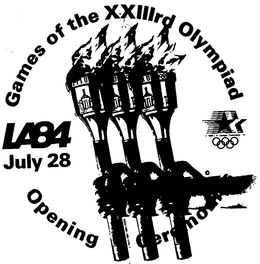GAMES OF THE XXIIIRD OLYMPIAD LA84 JULY 28 OPENING CEREMONIES trademark