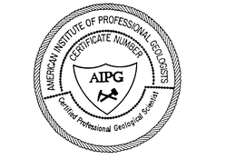 AMERICAN INSTITUTE OF PROFESSIONAL GEOLOGISTS AIPG CERTIFIED PROFESSIONAL GEOLOGICAL SCIENTIST CERTIFICATE NUMBER trademark