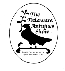 THE DELAWARE ANTIQUES SHOW BANCROFT WOODCOCK SPOON BOWL MOTIF C. 1780 trademark