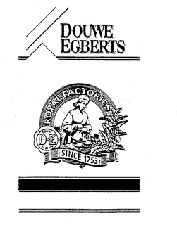 DOUWE EGBERTS ROYAL FACTORIES DE SINCE 1753 trademark