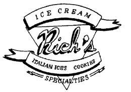 RICH'S ICE CREAM SPECIALTIES ITALIAN ICES COOKIES trademark