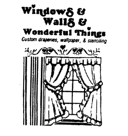 WINDOWS & WALLS & WONDERFUL THINGS CUSTOM DRAPERIES, WALLPAPER & STENCILING trademark