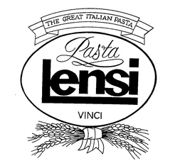 PASTA LENSI VINCI THE GREAT ITALIAN PASTA trademark