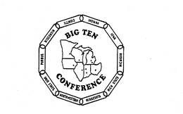 BIG TEN CONFERENCE ILLINOIS INDIANA IOWA MICHIGAN MICH. STATE MINNESOTA NORTHWESTERN OHIO STATE PURDUE WISCONSIN trademark
