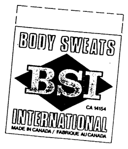 BODY SWEATS INTERNATIONAL BSI trademark