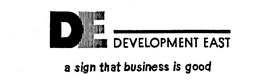 DE DEVELOPMENT EAST A SIGN THAT BUSINESS IS GOOD trademark