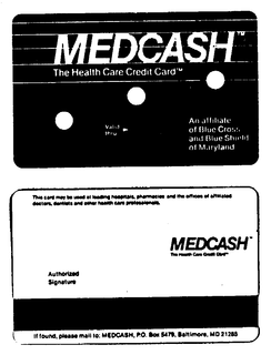 MEDCASH THE HEALTH CARE CREDIT CARD trademark