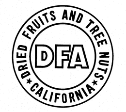 DRIED FRUITS AND TREE NUTS, CALIFORNIA, DFA trademark